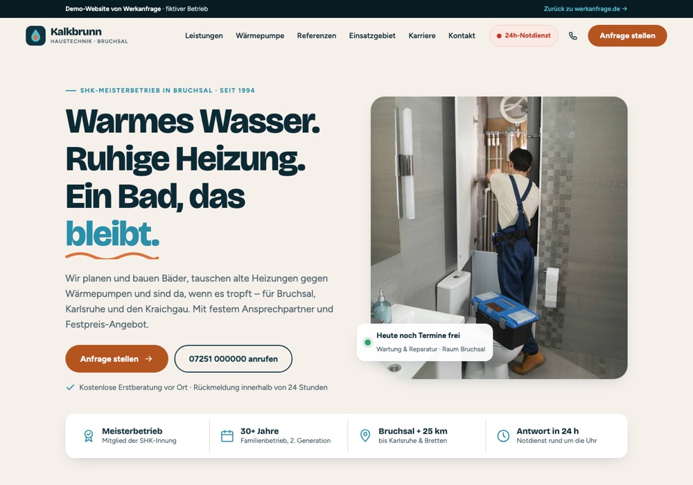 Demo-Website SHK-Betrieb