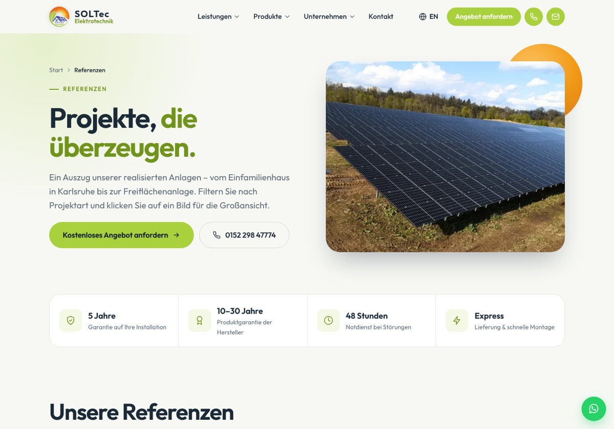 SOLTec: Referenzseite